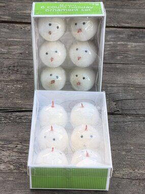 2009 Set Of 12 Target Snowman Fuzzy Round Christmas Ornaments NEW in Box